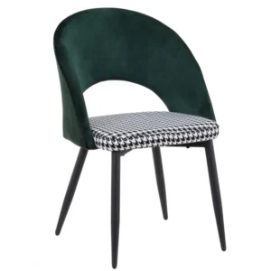 mobiliario-contract-silla cleo metal tapizado verde con pata de gallo